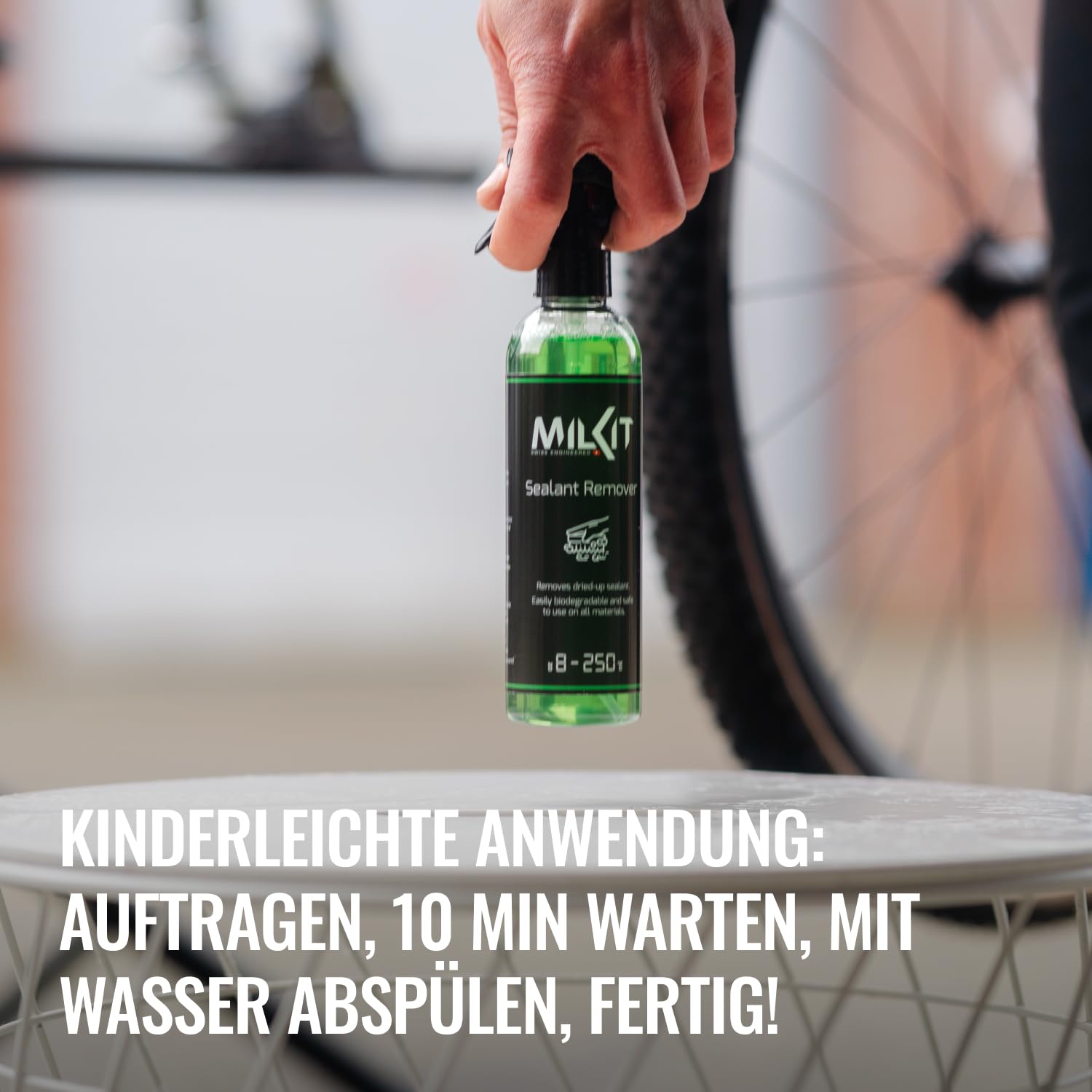 milKit Środek do usuwania mleka uszczelniającego – bezdętkowy środek uszczelniający do rowerów wyścigowych, grawitacyjnych i MTB – bezdętkowy środek do usuwania mleka
