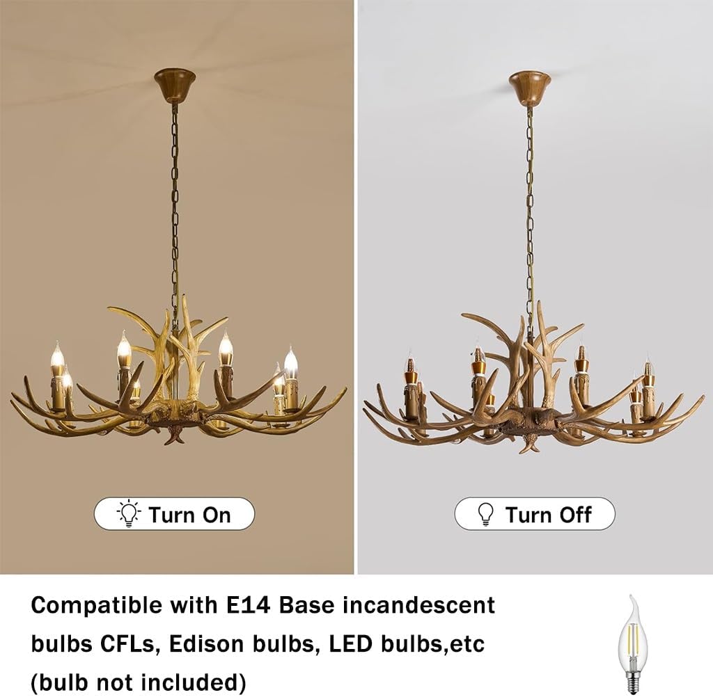 Kitchen Island Pendant Lights Farmhouse Chandelier Rustic Resin Deer Antler Light Nordic Style Restaurant Pendant Light Modern Lighting Fixtures Kitchen Island Lights for