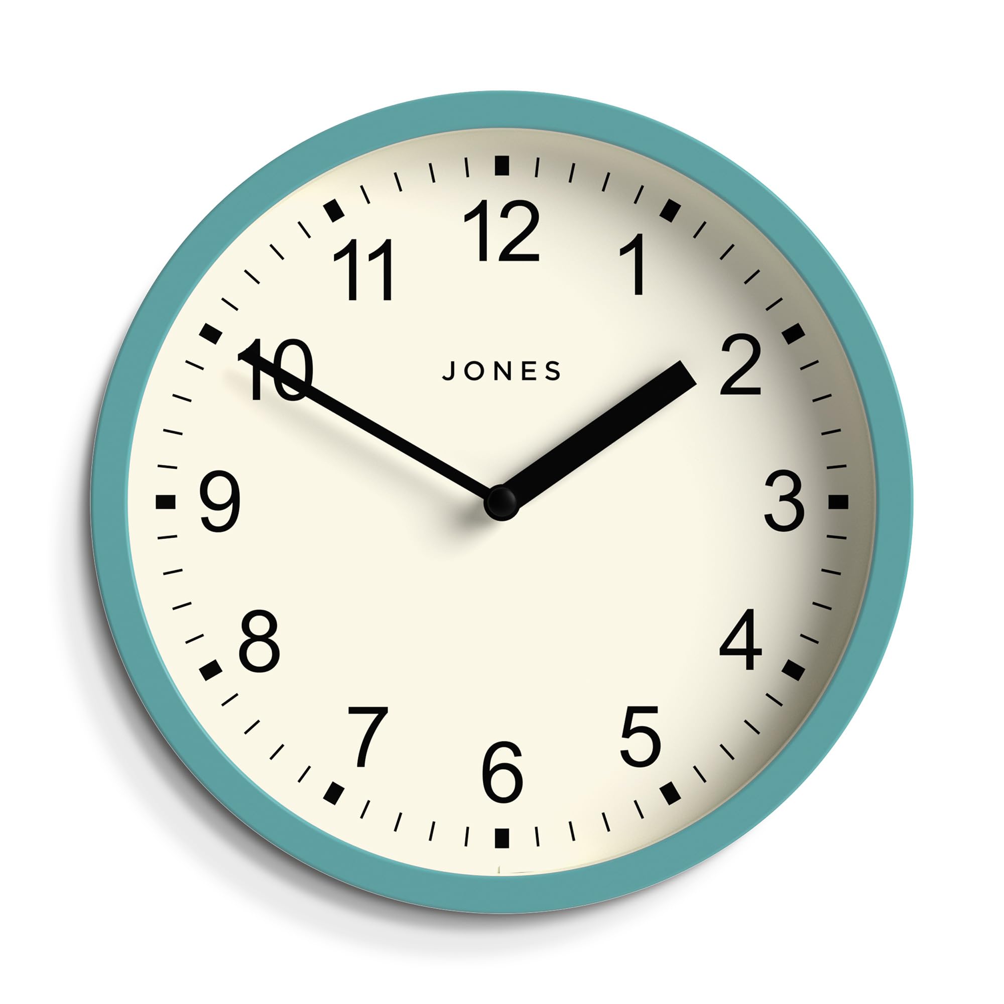 Jones Clocks® Spin wall clock, Teal, 20 x 20 x 3.5 cm