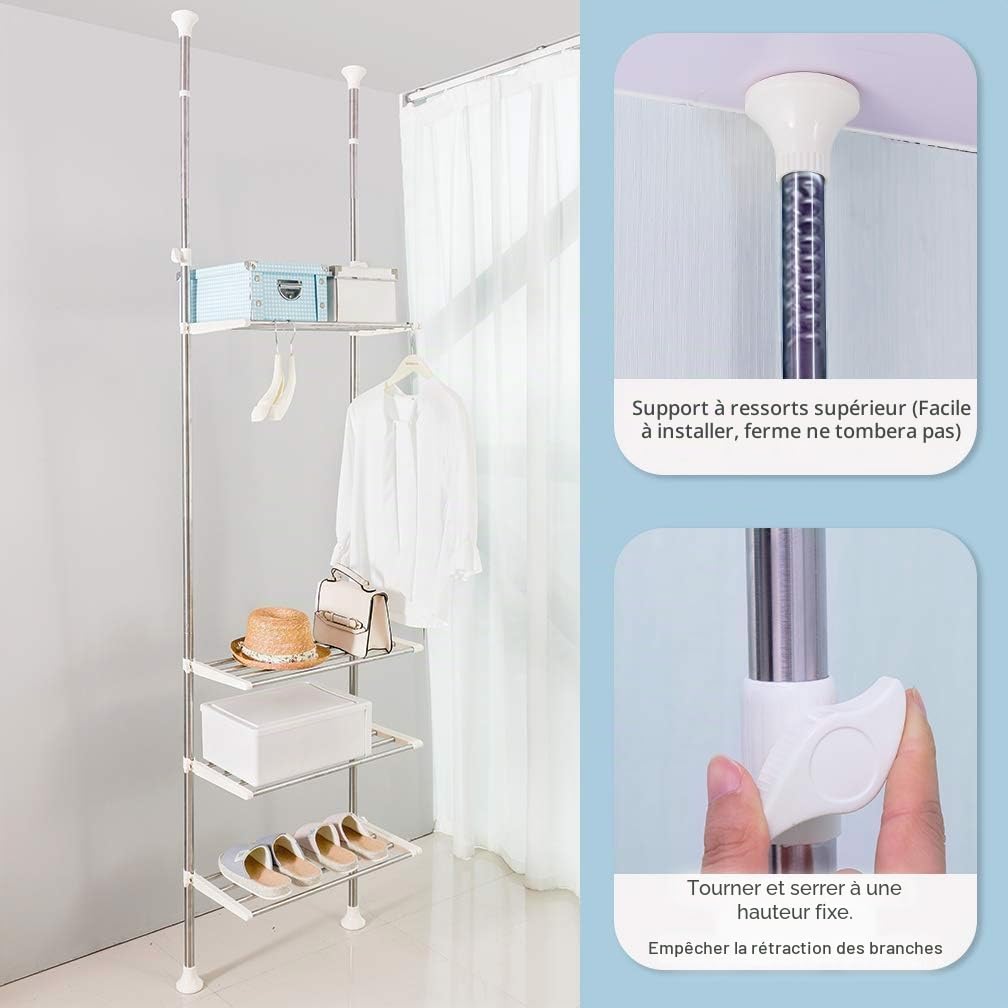 Étagère de rangement Hershii au-dessus des toilettes et machines à laver, sèche-linge, unité de rangement, double poteaux de tension