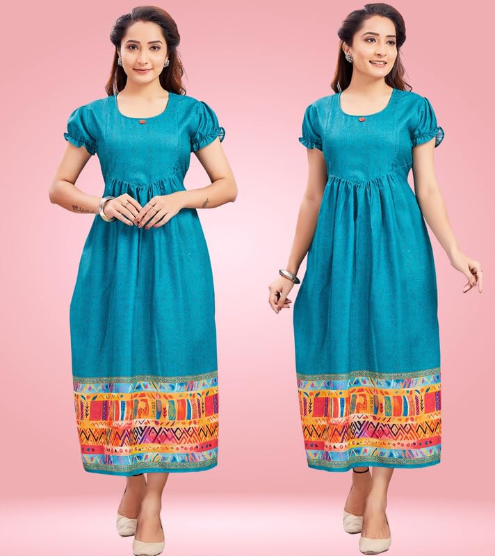 Image of RITIJYA Feeding Kurtis for Women with Zip | Maternity Gown Pregnancy Dress for Nursing Mothers | Viscose Rayon | Stylish & Comfortable | S to 4XL | Maternity Wear Feeding Dress Tops