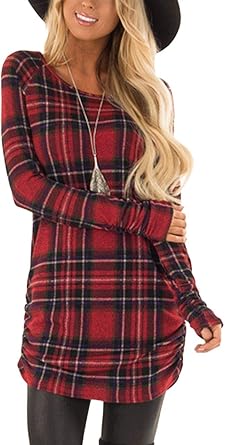Red plaid tunic dress Clearance