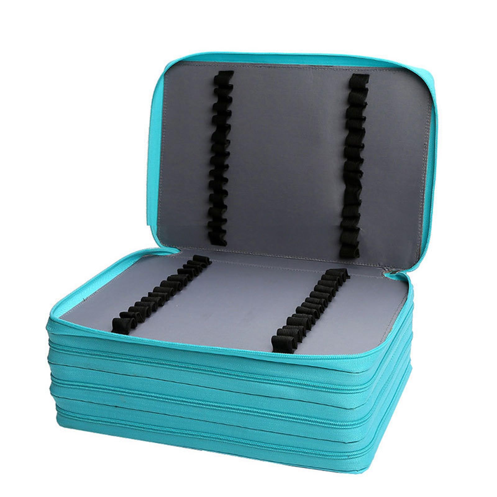168/224 slot grande custodia in pelle per pennarelli con tracolla multistrato, borsa per il trasporto di penne organizer per penne resistenti, Verde, 168 holes