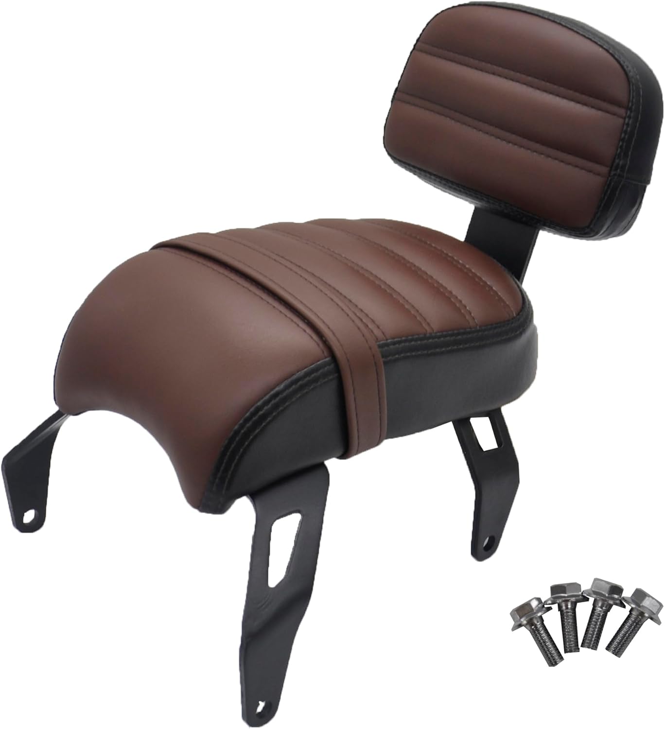 Motorcycle Passenger Seat with Backrest for Indian Bobber, Rear Seat Cushion Backrest for Indian Scout Bobber Sixty Twenty (2018-2024)/ Flat/White Line