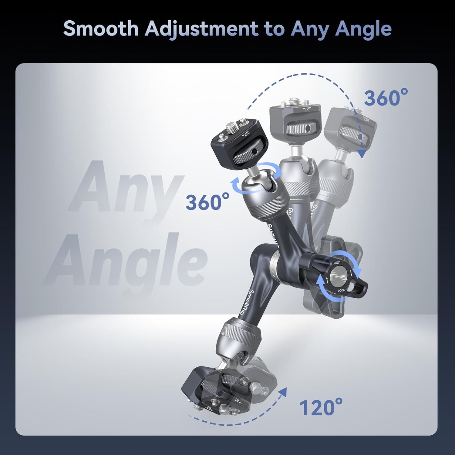 SMALLRIG 7" Rosette Magic Arm, Camera Monitor Mount, Articulating Arm with 1/4"-20 Screws and Anti-Twist Pins, Max Load Capacity 3.5kg Friction Arm, for Cameras, Monitors, LED Lights and Phones - Image 4