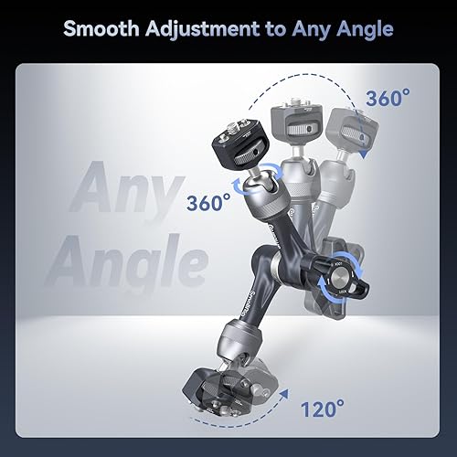 Miniatura 4 de SMALLRIG Brazo mágico Rosette de 7", soporte para monitor de cámara, brazo articulado con tornillos de 14"-20 y pasadores antitorsión, capacidad de