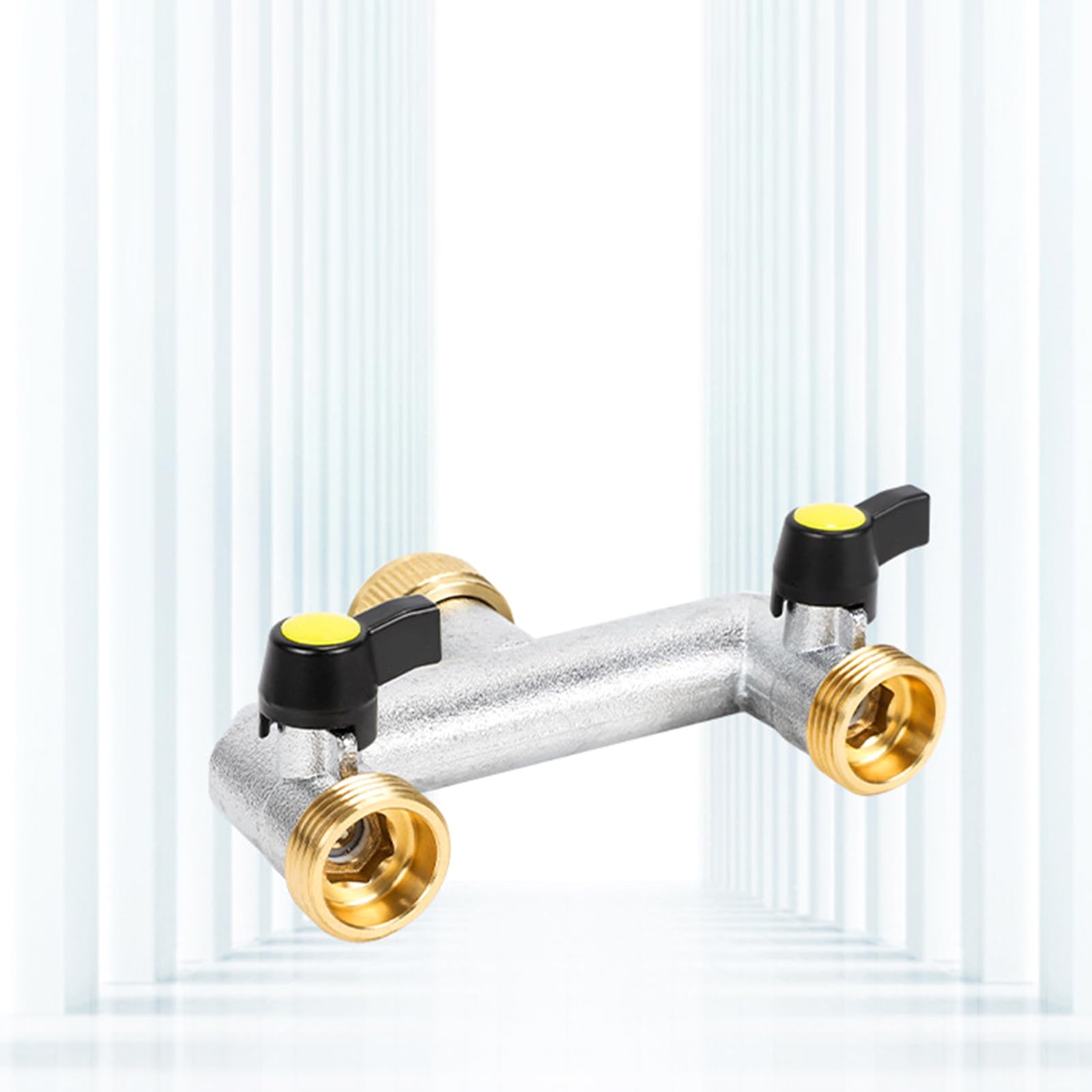 Timemetl Splitter Per Rubinetto A 2 Vie 3/4'' Con Valvole Individuali, Adattatore Con Connettori E Rondelle