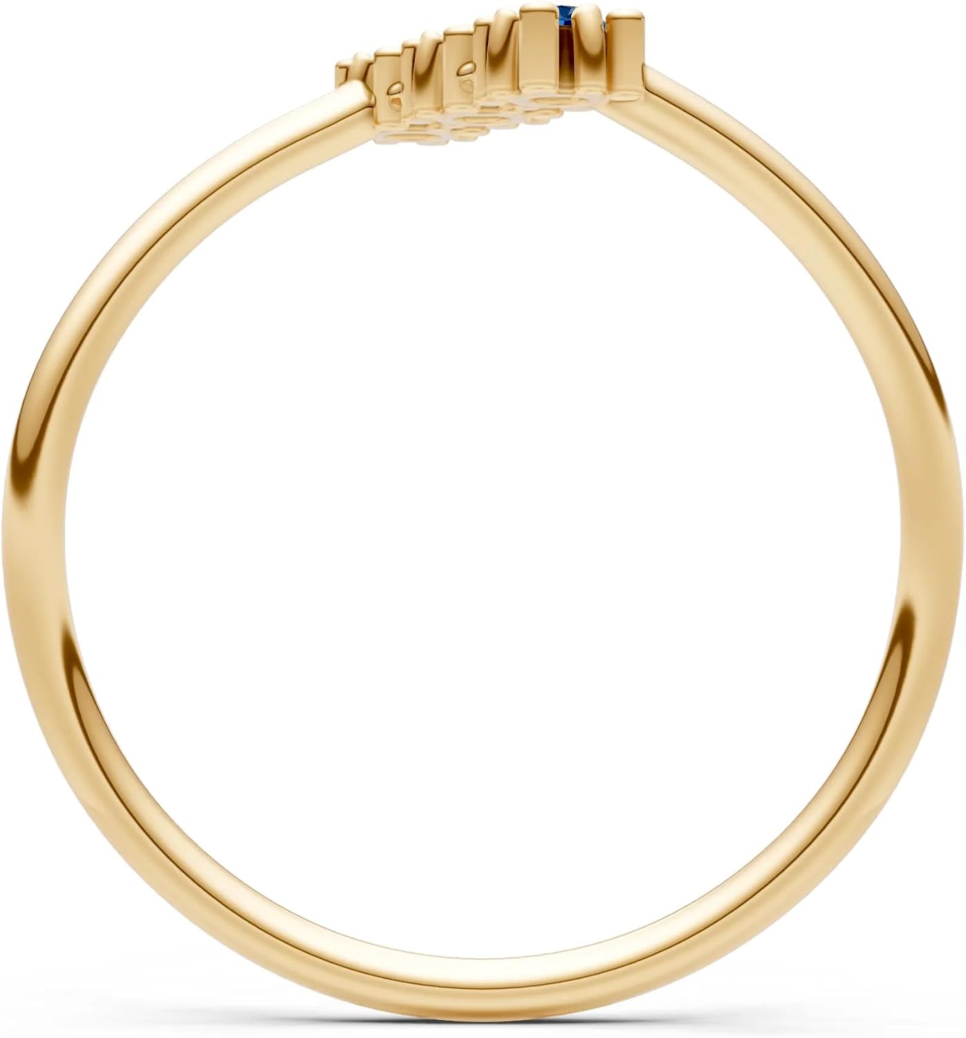 PEORA Round Cut London Blue Topaz Band Available in Solid 10K, 14K or 18K Ring – White, Yellow or Rose Gold