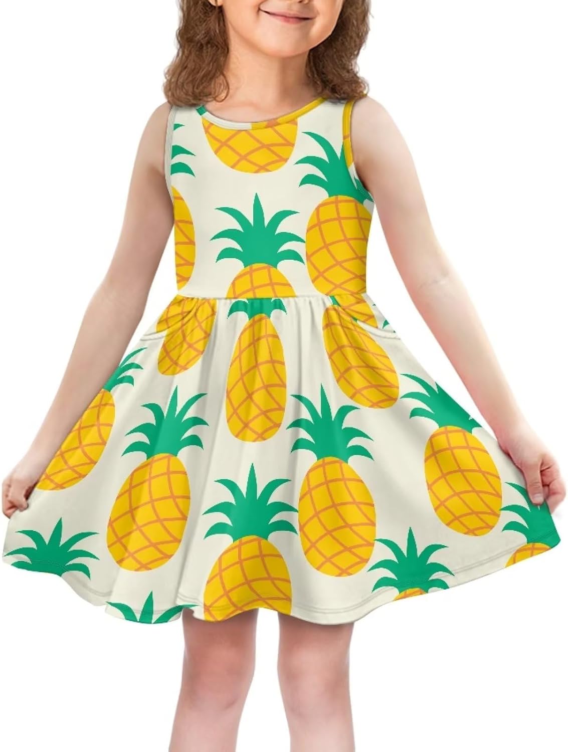 Cute Floral Sundress for Girls Comfy Soft Swing Loose Fit Sleeveless Summer Dress with Pockets - Image 6