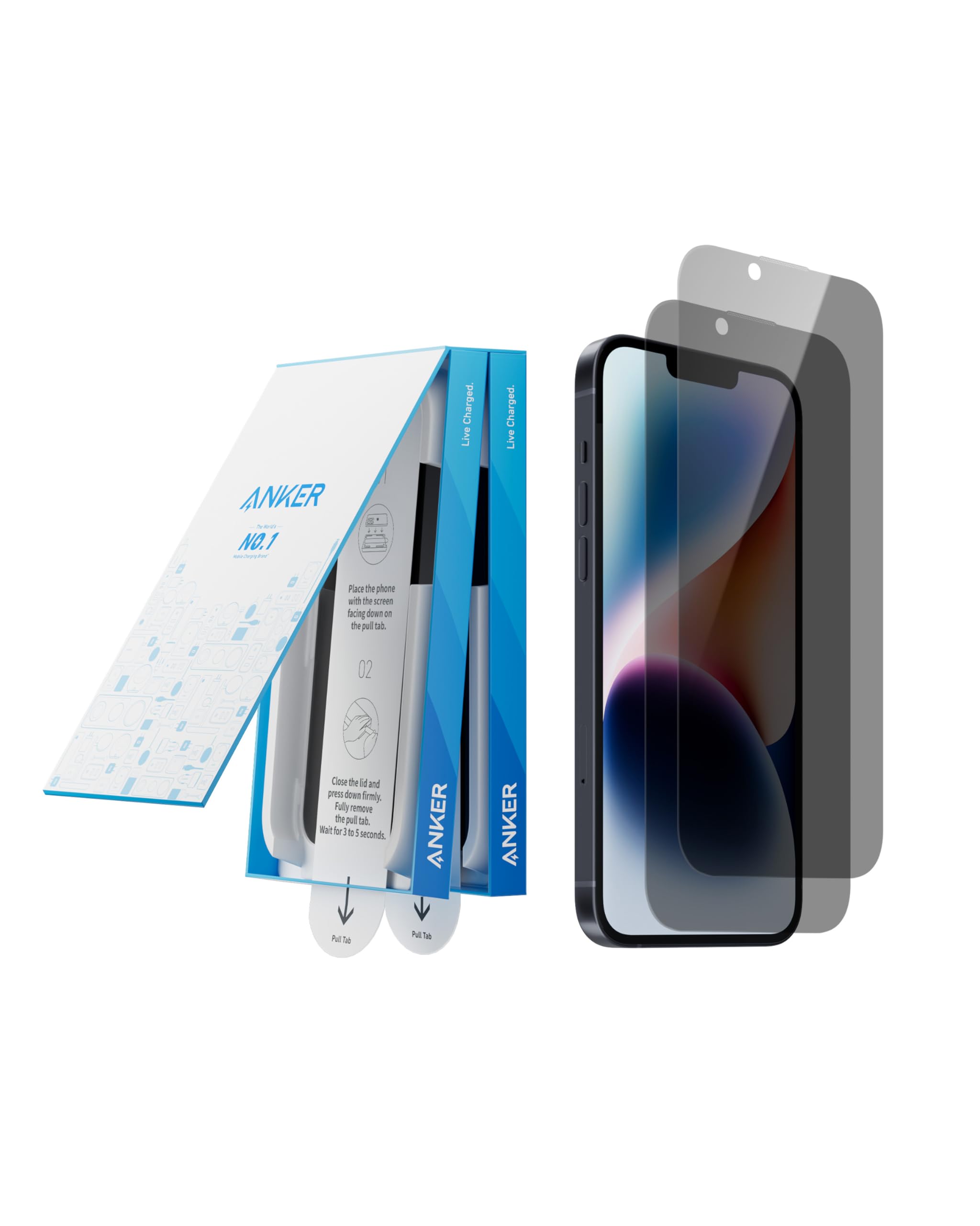 Anker 2 Pack for iPhone 13/13 Pro/14 Privacy Screen Protector, Anti-Spy HD Tempered-Glass Privacy Screen Protector, Easy Installation Exclusively for iPhone 13/13Pro/14 (2-Pack)