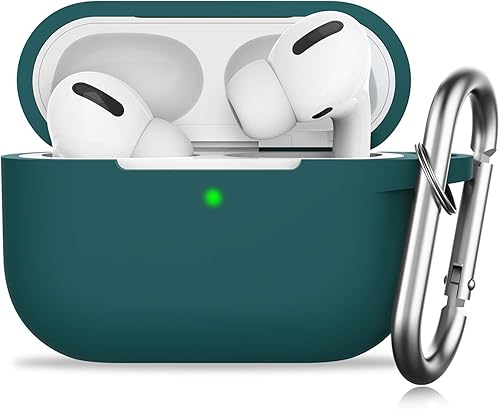 SATLITOG - Funda protectora de silicona con llavero, compatible con Apple AirPods Pro (frontal LED visible).