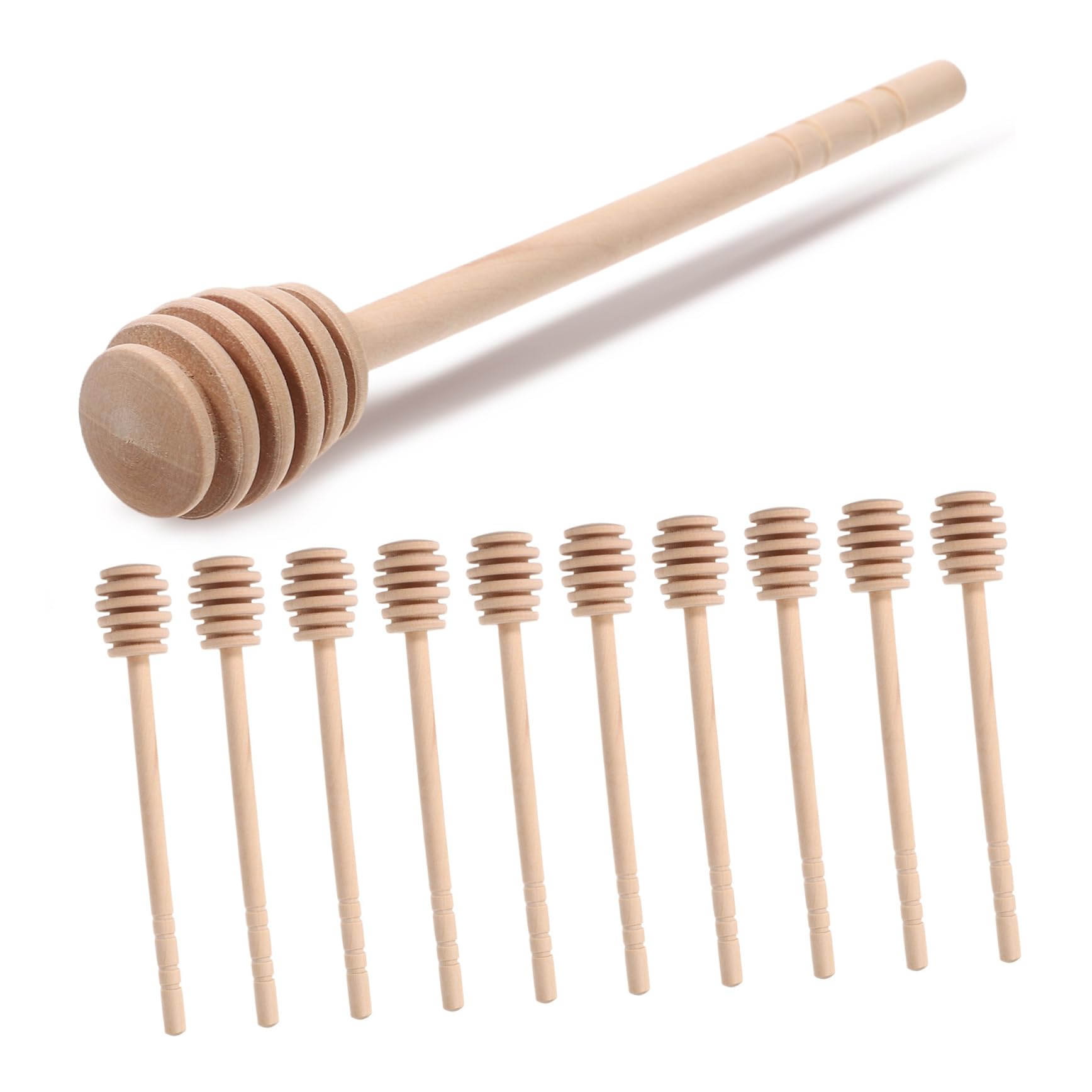 Ciieeo 50pcs Wooden Honey Sticks Deep Groove Mixing Stirrers with Long Handle for Jam Syrup and Chocolate for Family Gatherings and Honey Party Favors