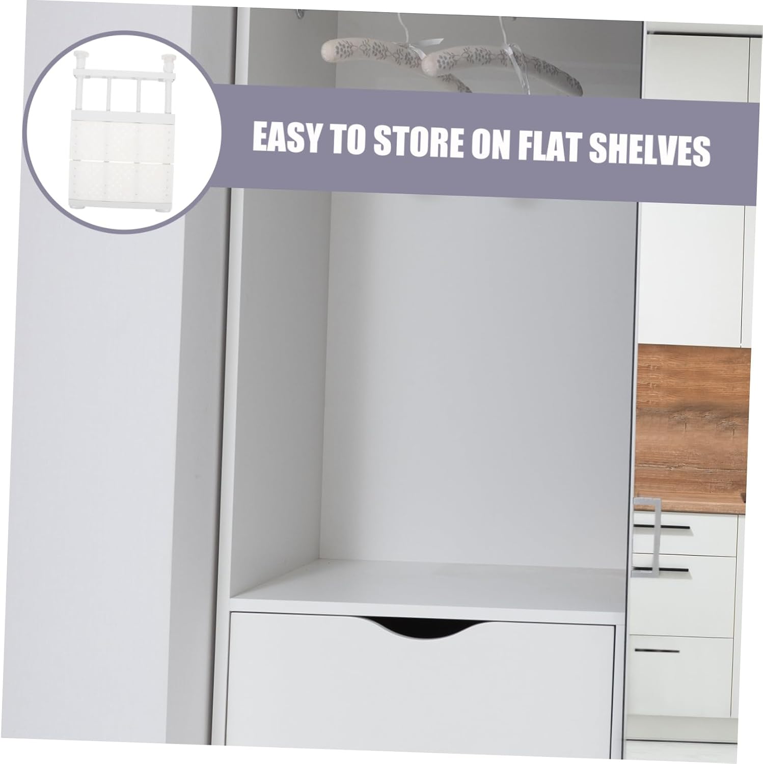 Slim Flat Tension Shelf Expandable Storage Rack for Kitchen and Wardrobe Heavy Duty Non- Organizer Easy Install Telescopic Clothes Hanger