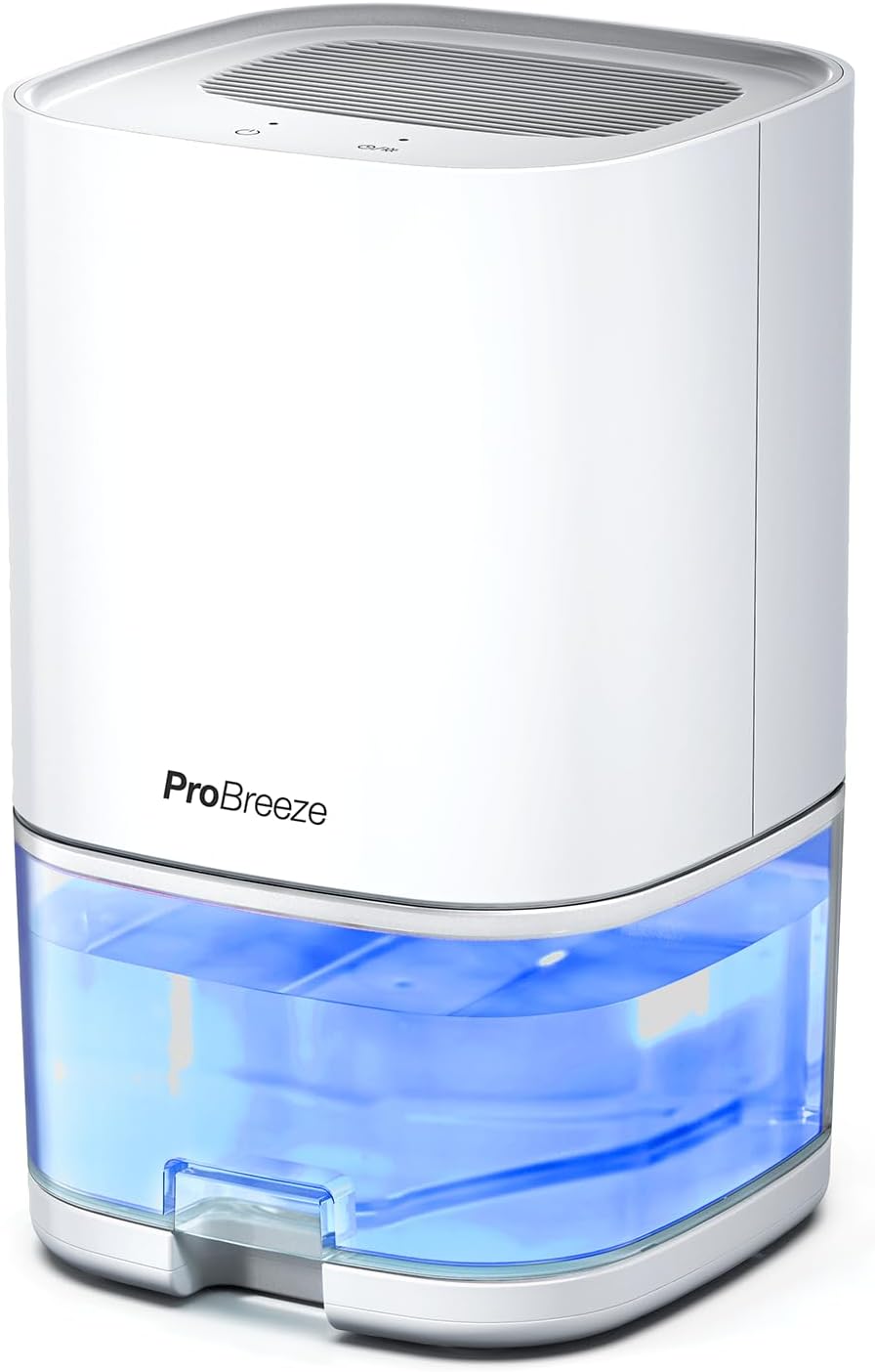 Pro Breeze Deumidificatore Piccolo 1000ml con timer di 4H e luce LED a 6 colori. Compatto, leggero e portatile contro umidità e muffa. Spegnimento automatico - Camera da letto, bagno, ufficio, garage - Amazon product rated Grade A