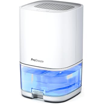 Pro Breeze Dehumidifier 1000 ml with Timer and Night Light - Electric Dehumidifier Against Moisture Dirt Mold in Bathroom Bedroom Wardrobe and Cellar - White