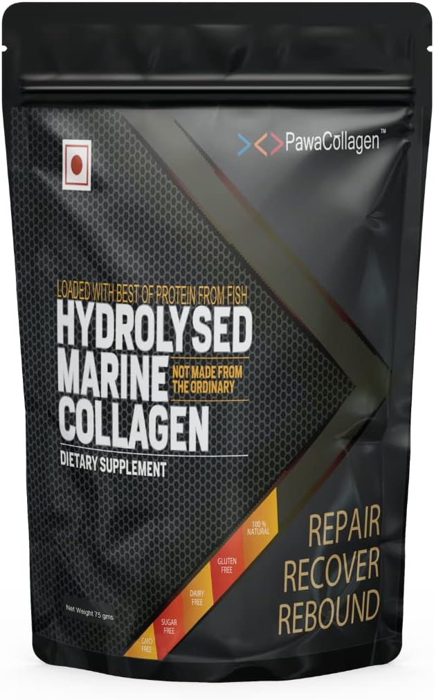 Best Marine Collagen Powder from France for Skin, Joints & Bones, Muscles, Hair & Nails, Protein Dietary Supplement-15 day Pack -75gms Pouch Pack