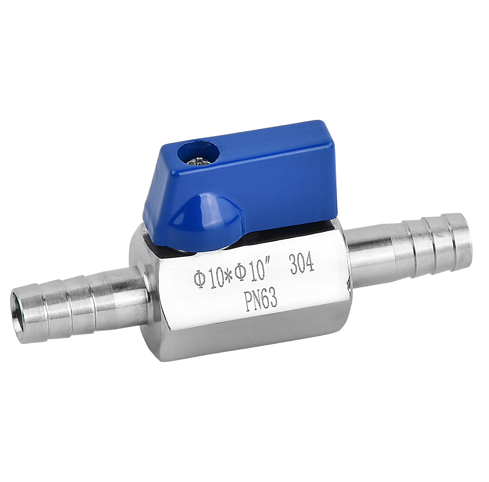 Ziyonix Barb Ball Valve Mini Shut Off Valve Switch Durable Flow Control Switch 304 Stainless Steel Mini Shut Off Valve for Water, Gas, Fuel Drip Irrigation Systems (10 mm)