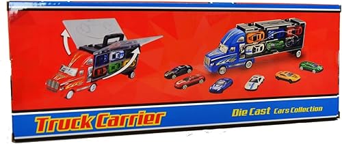 Miniatura 5 de Coche de juguete de camión de transporte accionado por fricción con 6 vehículos fundidos a presión Coche de carreras