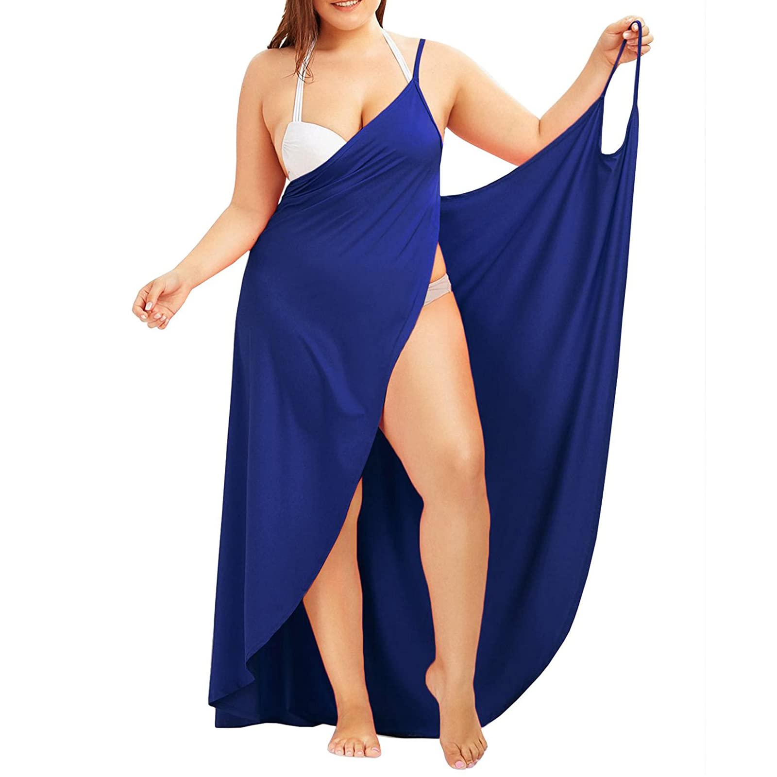navy blue dress for baby girl Plus Size Spaghetti Strap Cover Up Beach Backless Wrap Long