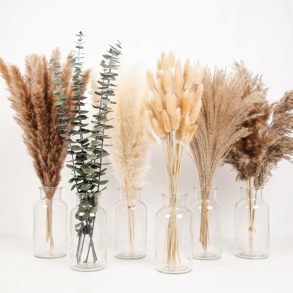 Pampas Grass & Dried Flowers for Vase, Boho Home Decor, Artificial Flowers for Living Room Vase, Decorative Fake Flowers, Dry Flowers for Decoration, Pampas Grass and Flowers, Faux Plants-image-31