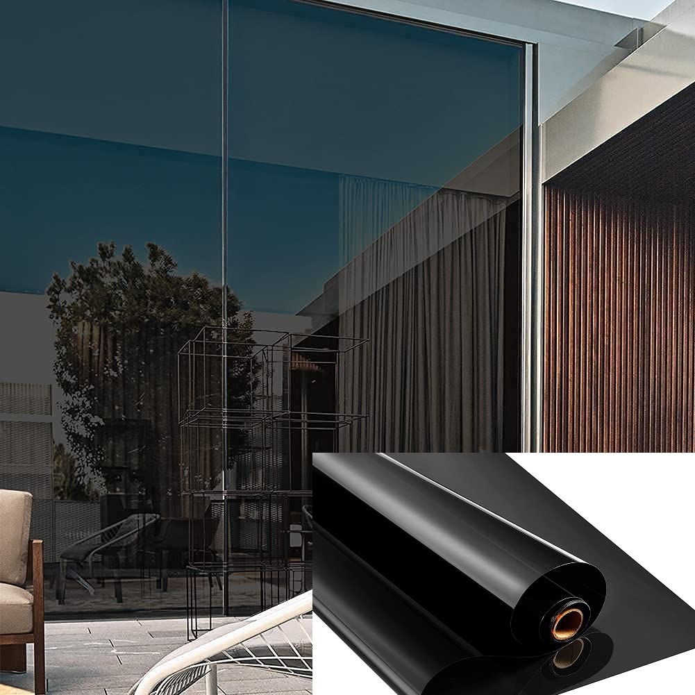 WISDOM Sunlight Control Window Glass Film For Privacy Office Home (50Cm X 203Cm, Black Film), Peel And Stick, self adhesive-image-23