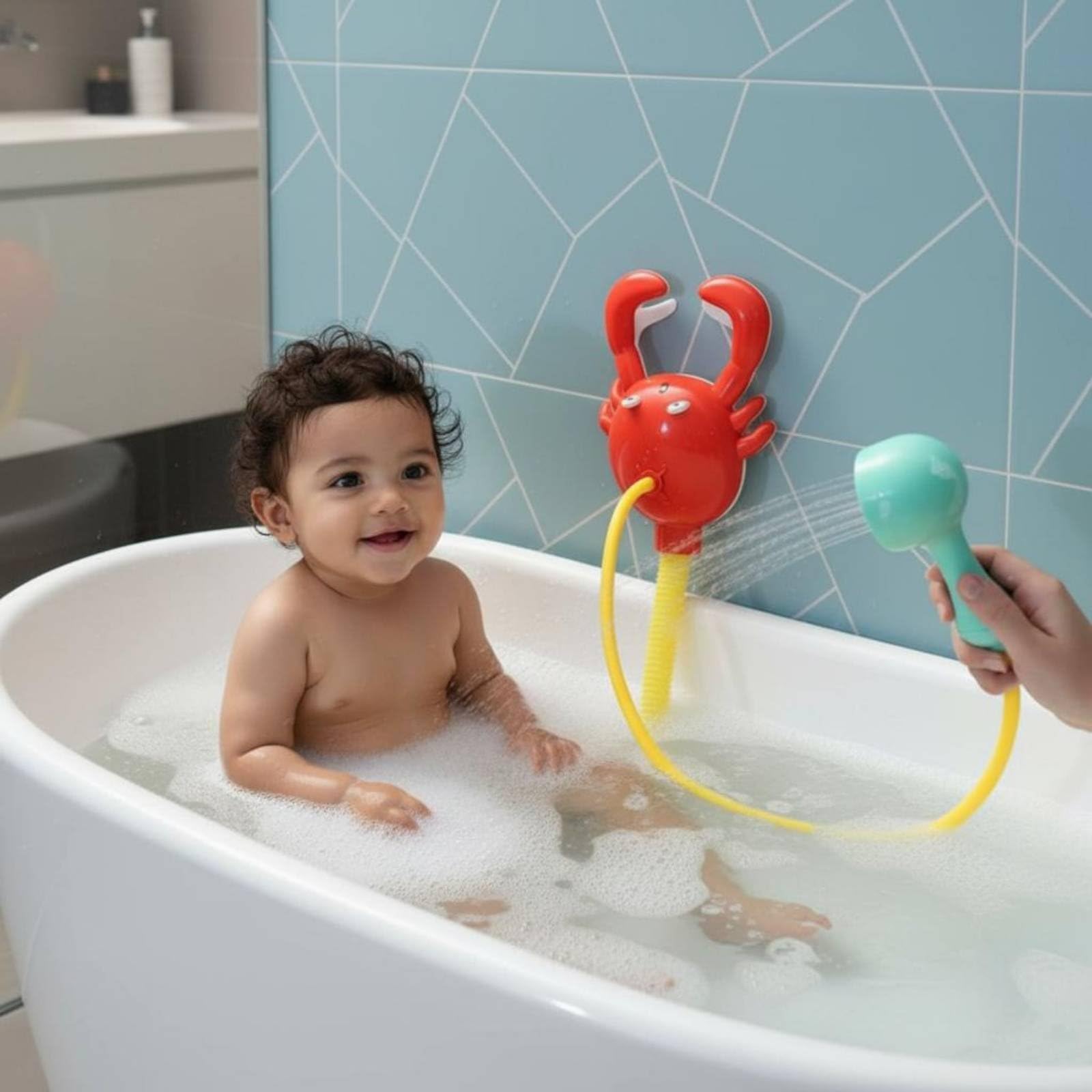 Kids Bath Spray Rociador Infantil para Baño Juguete Eléctrico con Modo Ducha y Chorro Compatible con Aros de Piscina Ventosas Resistentes Acabado