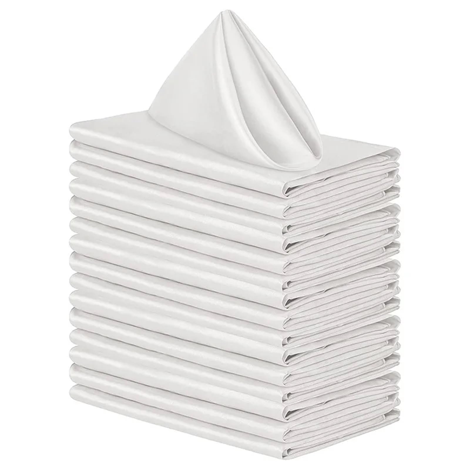 Cloth Dinner Table Napkins, Satin Dinner Napkins Multicolor 43x43cm 50pcs(White)