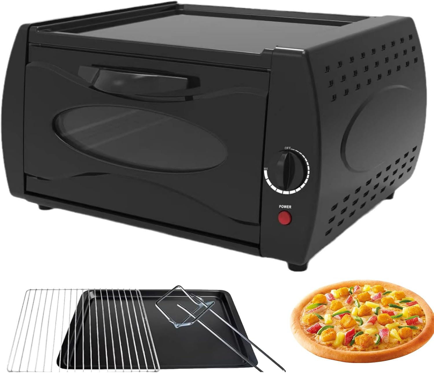 Electric Tandoor Oven & Pizza Maker with Adjustable Temperature, Disk Clamp & Pizza Peel, Ideal for Chapati, Roti, Naan, Lahmacun & Manakish