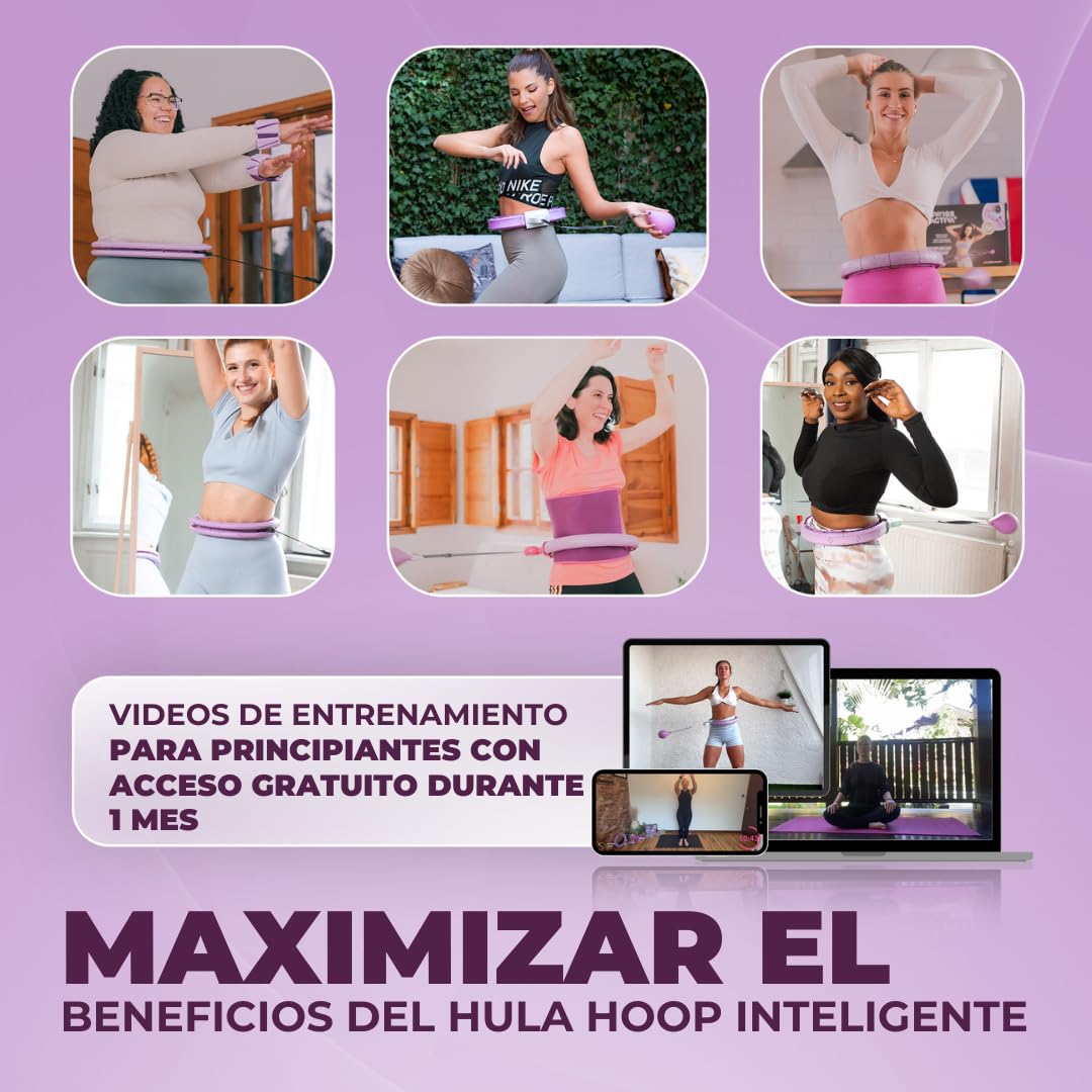Swiss Activa+ Smart Hula Hoop con Contador Que Nunca se Cae - Hula Hoop Inteligente Fitness con Peso y Masaje Circular - Tamaño Ajustable, Ideal para Adultos Niños y Principiantes