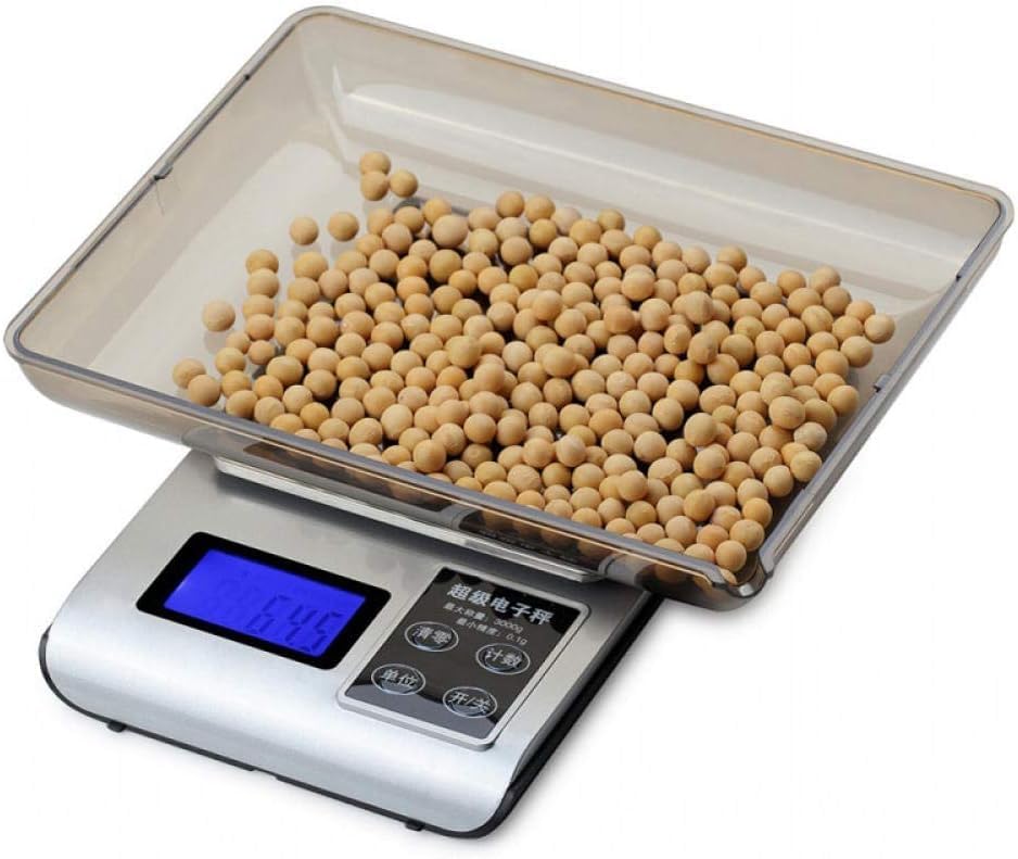 Báscula electrónica para Cocina y joyería, 0,1 g, para Uso doméstico, para joyería, Oro, Medicina, repostería, 1000 g/0,1 g (2000g/0.1g)
