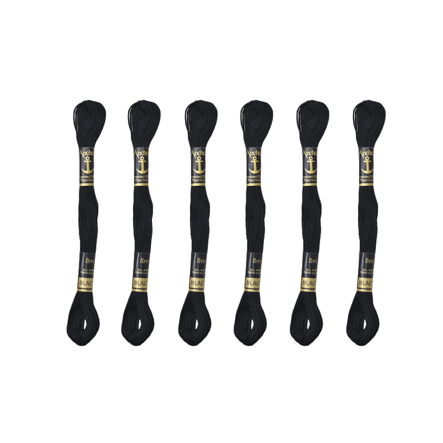 HUNNY-BUNCH® Premium Anchor Thread Beautiful Cross Stitch Cotton Embroidery Thread | Long Stitched Embroidery Threads (Set of 6 Pieces) (Shade Black)-image-28