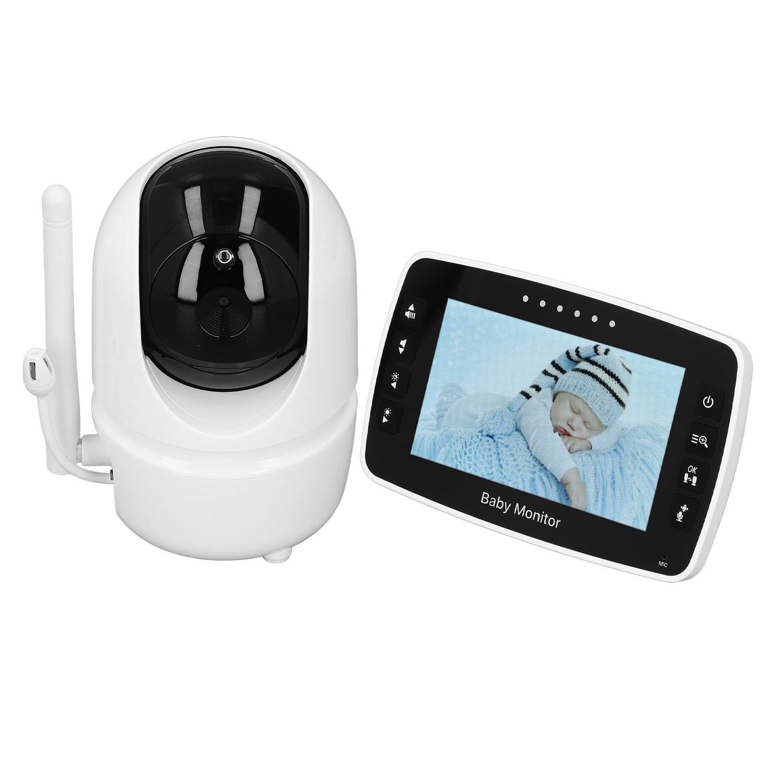 Monitor de bebé, Pantalla Inalámbrica de 4.3 Pulgadas con Cámara de Visión Nocturna, Función de Zoom de 2X, para la Pantalla Ambiente de la Temperatura del bebé (EU Enchufe