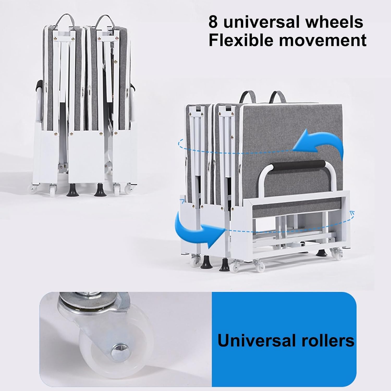 Portable Folding Cot for Adults with Foam Mattress, 150kg Capacity, 6 Adjustable Backrests, Removable Cover, Ideal for Home, Office, Hospitals (White, 200x90x30cm)