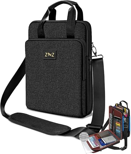 ZINZ Bolsa de hombro para portátil de viaje de 12.3-13 pulgadas con compartimento expandible y compartimento para objetos de valor, color negro