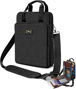 Laptop Shoulder Bag 12.3-13 inch Case Sleeve, Expandable Handbag with Valuables Compartment Compatible with MacBook Air/Pro/Neo 13", iPad 12.9"/13"/11", Shockproof,Black