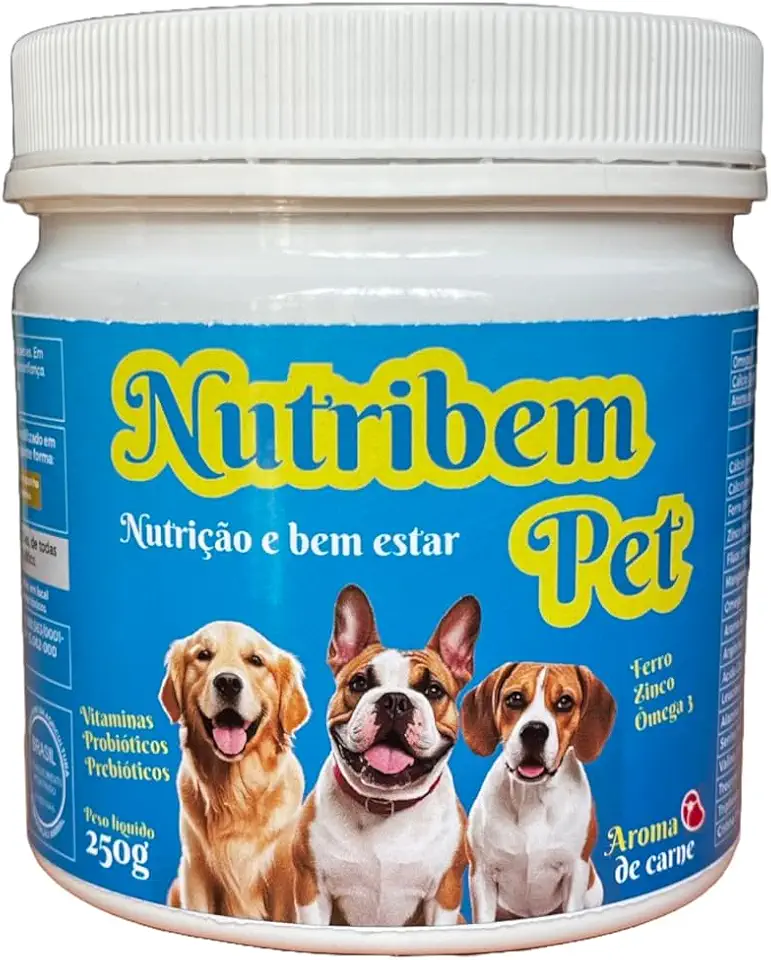 Suplemento para Cães: Imunidade + Pele sem Coceiras + Articulações Fortes - Ômega 3, Glucosamina, Probióticos - 250g com Dosador