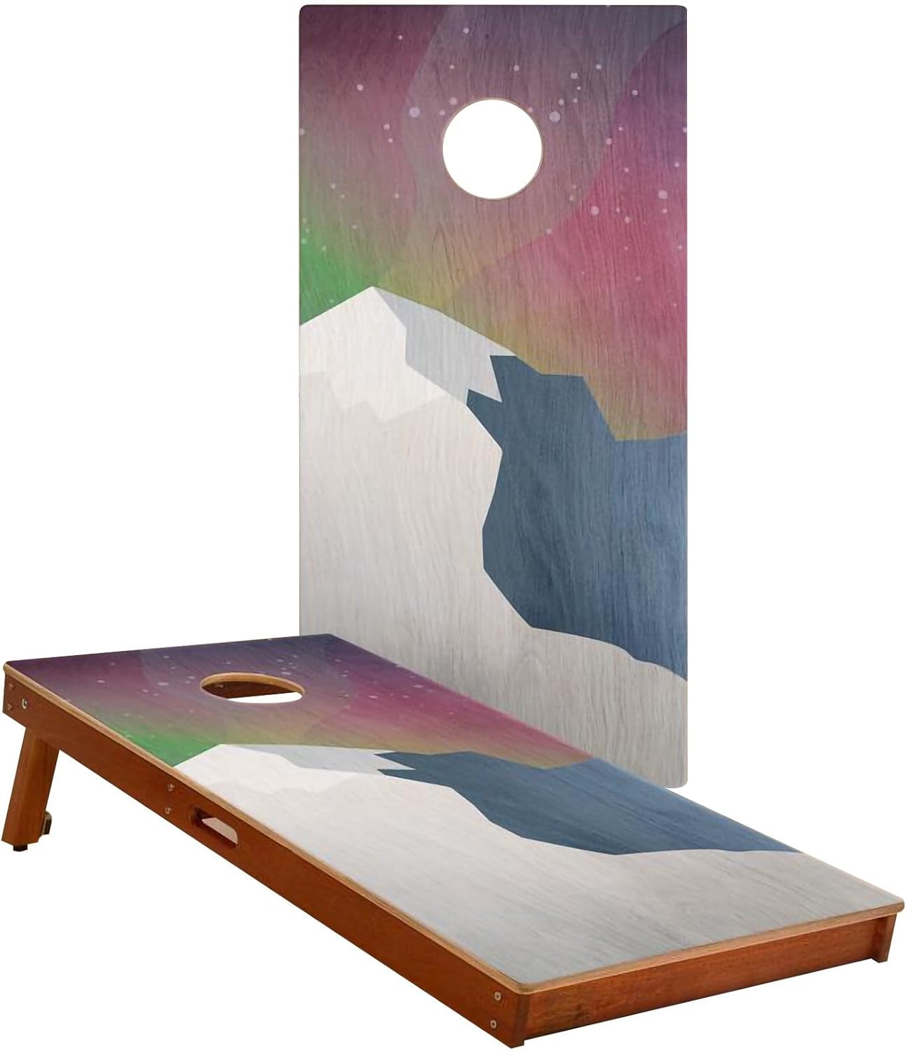 Skip's Garage Aurora Waterproof Cornhole Boards - Includes (2) Boards (Resin Bags) + (2) Board Edge Lights