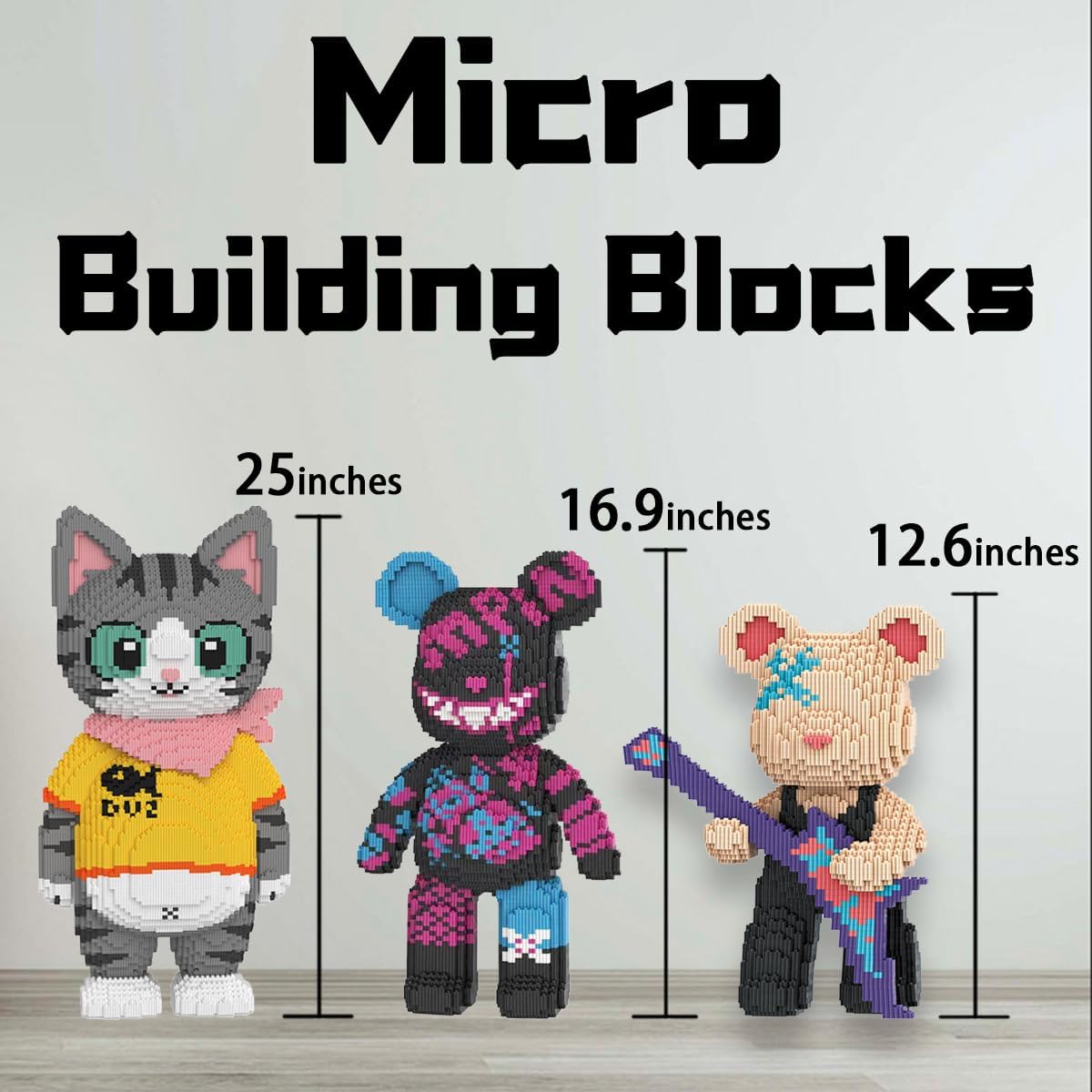 Smile Graffiti Teddy Bear Micro Building Blocks Set(16.9inches) Animal Winktoys Blocks Bear Building Blocks Gift for Adult