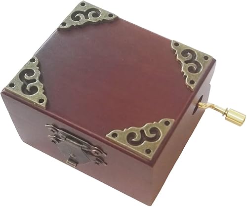 Miniatura 4 de FnLy Caja musical de madera con manivela de encaje antiguo de 18 notas con movimiento chapado en oro, caja de regalo de música, caja de música You