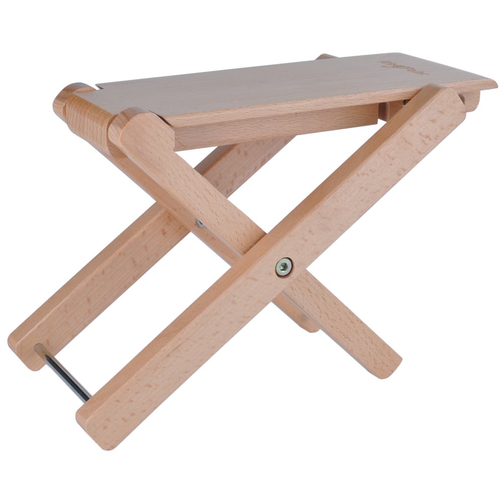 Kingpoint - Poggiapiede in legno massiccio per chitarristi, regolabile su 4 livelli di altezza, Legno naturale.