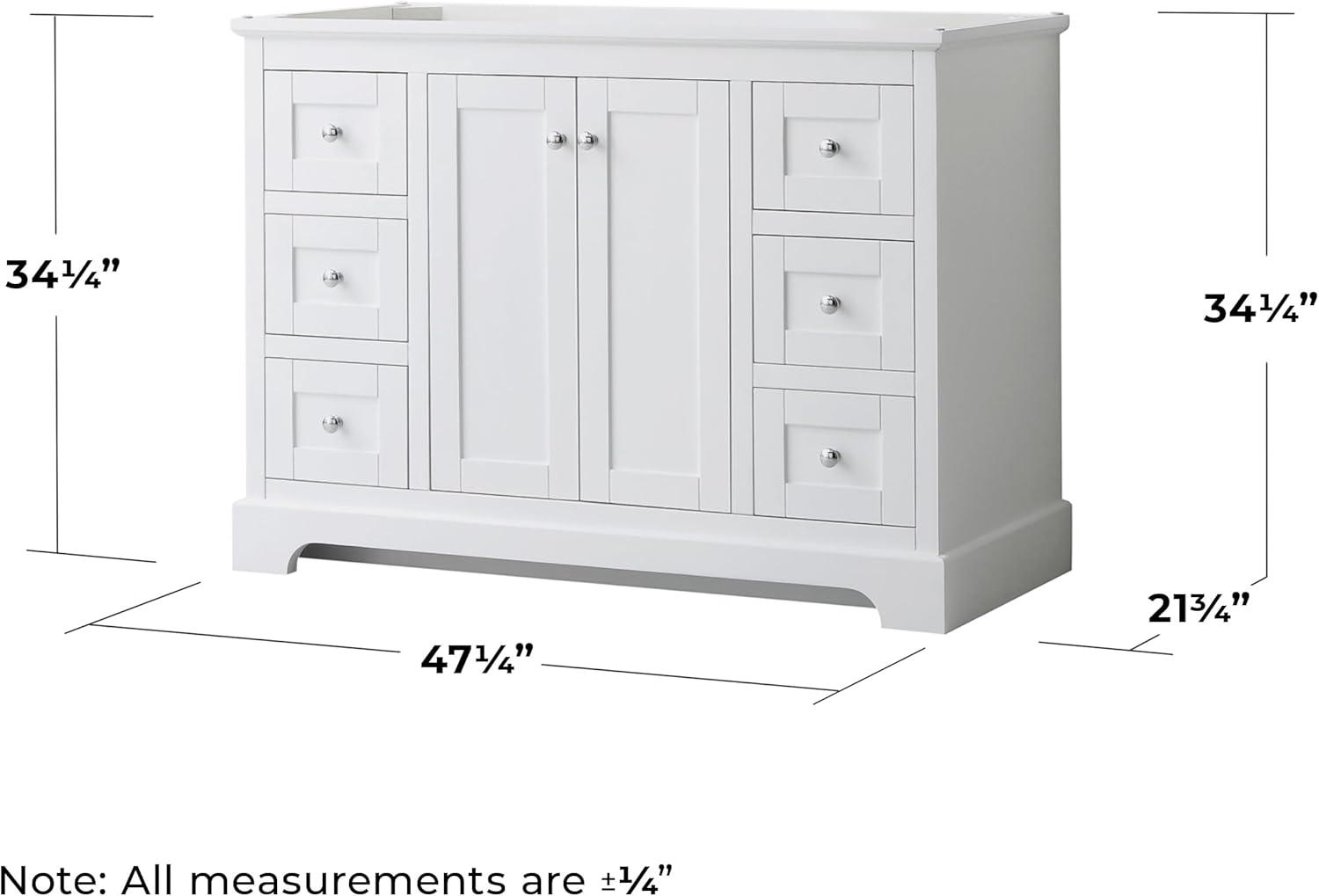 Wyndham Collection Avery 48 Inch Single Bathroom Vanity in White, No Countertop, No Sink, and No Mirror