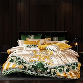ChewEl Skin-friendly Four-piece Set Brocade Forged Sateen Four-piece Embroidery Bedding (D 200 * 230cm)
