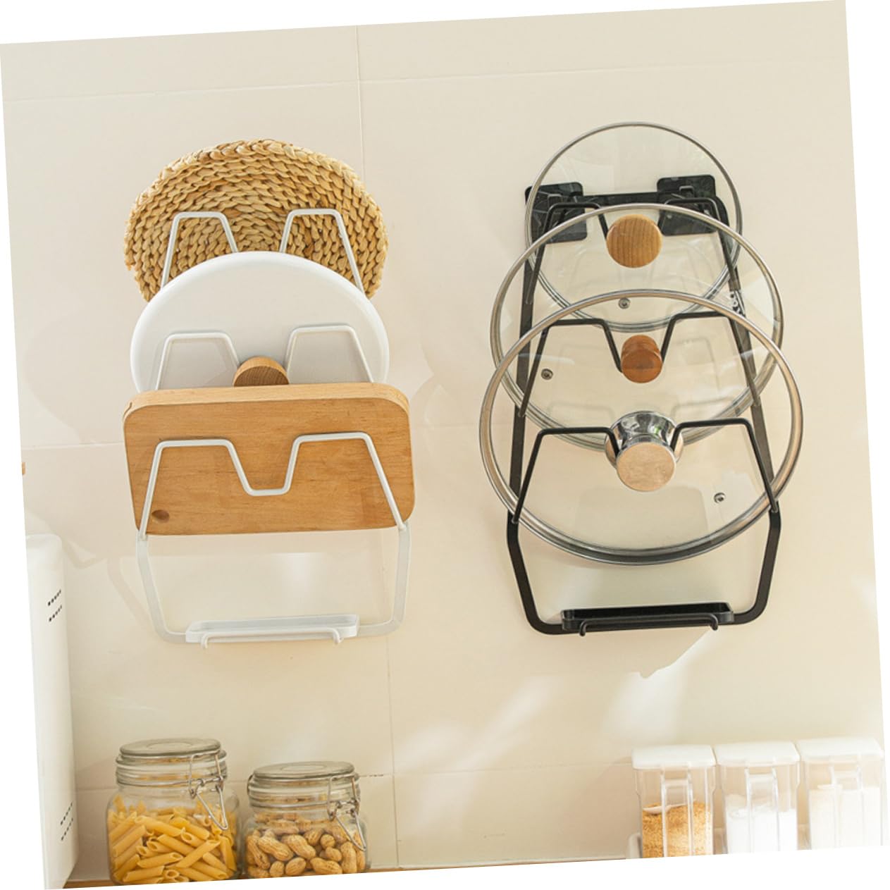 MAGICLULU Support Noir Planche Casseroles de Mural Couvercles pour Cuisine