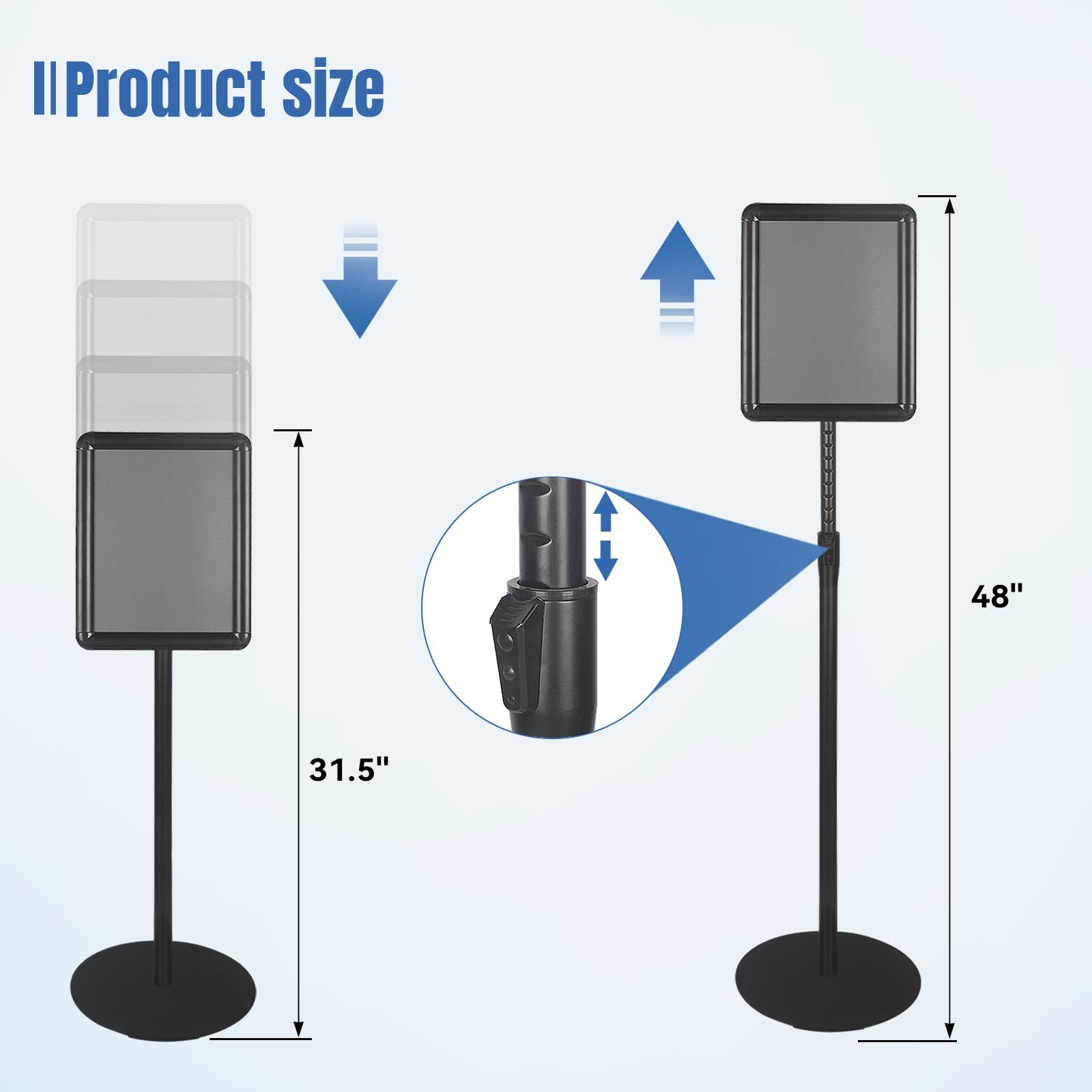 Lot de 3 supports de panneau réglables de 21,6 x 27,9 cm avec base robuste pour école, église, salon d'affaires, noir