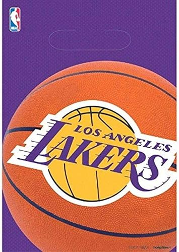 Bolsas de botín de Los Angeles Lakers, 9.12 x 6.5 pulgadas (paquete de 8), perfectas para fanáticos de los deportes, noches de juego de la NBA y