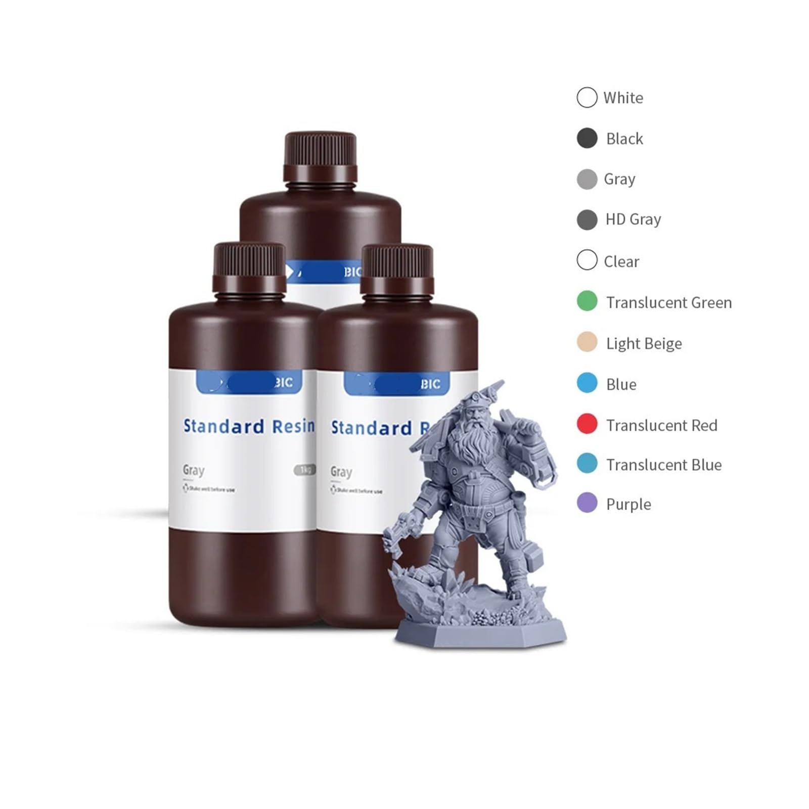 Resina UV Estándar De 3 Kg For Impresora 3D Photon, Material De Impresión, Modelos De Figuras, LCD UV, Líquido Normal, Compatible con Photon(3kg White)