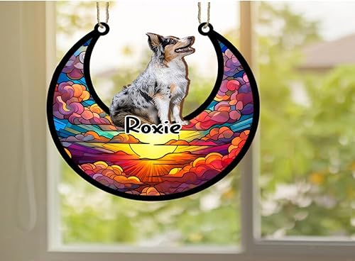 Vista 494 de LOVELYPOD Adorno de Navidad personalizado de perro pastor alemán, atrapasoles conmemorativo, adorno de Navidad de pastor alemán con nombre, pérdida