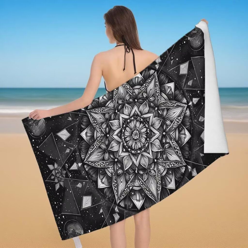 Telo Mare XXL 220x100cm/35x70cm, 2 Set Telo Mare Microfibra Marocco Asciugamano Palestra Uomo, Antisabbia, Leggero, Asciugatura Rapida, Teli da Spiaggia Grandi Accessori per Camping Natation Yoga B-76