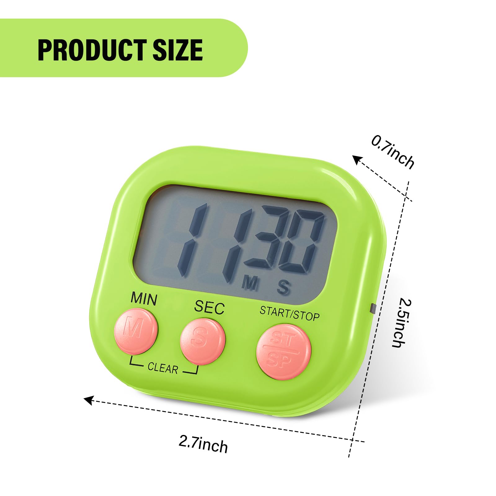 Weewooday Temporizador digital de cocina, multifunción, temporizadores de dígitos grandes para el aula, cronómetro electrónico magnético de cuenta regresiva, alarma fuerte, cronómetro para cocinar