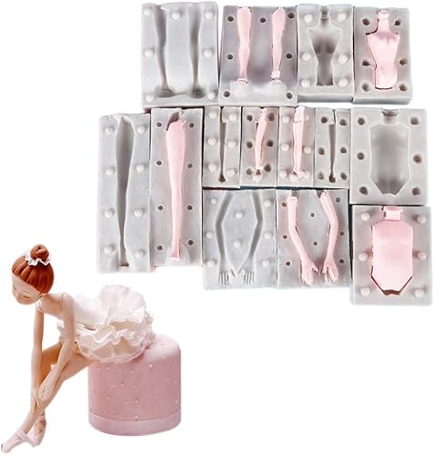 Miniatura 6 de Molde de cuerpo de muñeca de caramelo suave, 7 piezas, moldes 3D para pasteles de brazo y pierna, arcilla suave, resina epoxi, molde de silicona,